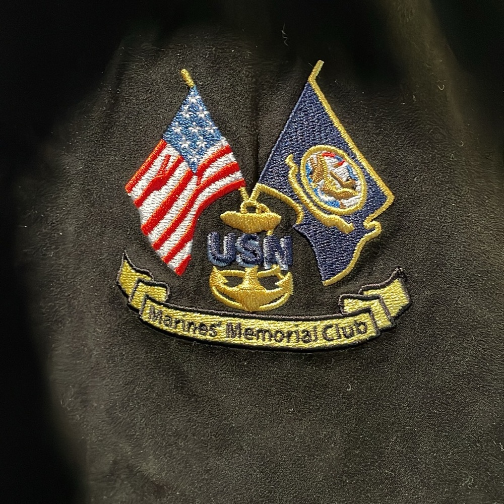Black Men's Jacket with Embroidered Marines Memorial Patch - Picture 2 of 4